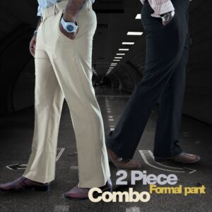 প্রিমিয়াম চায়না ডুবি ফরমাল প্যান্ট ( Cream, Black )  ( 2 Piece Pants )