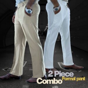 প্রিমিয়াম চায়না ডুবি ফরমাল প্যান্ট ( Cream, white )  ( 2 Piece Pants )